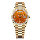 Rolex Day-Date 36 Reference 128398TBR-0018 Carnelian Diamond Dial Yellow Gold President Bracelet