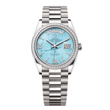 Rolex Day-Date 36 Reference 128399TBR-0011 Turquoise Diamond Dial White Gold President Bracelet