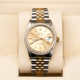 Rolex Datejust 16013 Aftermarket Diamond Bezel Champagne Dial 36mm