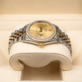 Rolex Datejust 16013 Aftermarket Diamond Bezel Champagne Dial 36mm