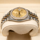 Rolex Datejust 16013 Aftermarket Diamond Bezel Champagne Dial 36mm