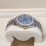 Rolex Datejust 36 Reference 16013 Light Blue Dial Aftermarket Diamond Bezel and Jubilee Bracelet