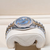 Rolex Datejust 36 Reference 16013 Light Blue Dial Aftermarket Diamond Bezel and Jubilee Bracelet