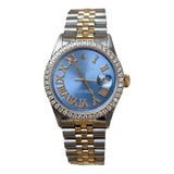 Rolex Datejust 36 Reference 16013 Light Blue Dial Aftermarket Diamond Bezel and Jubilee Bracelet