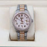 Rolex Datejust 16014 36mm Two-Tone Rose Gold and Steel Custom Diamond Arabic Dial