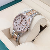 Rolex Datejust 16014 36mm Two-Tone Rose Gold and Steel Custom Diamond Arabic Dial