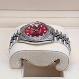 Rolex Datejust 1603 36mm Stainless Steel Watch with Aftermarket Red Diamond Dial