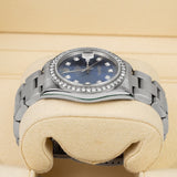 Rolex Datejust 16200 Blue Diamond Dial and Diamond Bezel 36mm Stainless Steel Watch