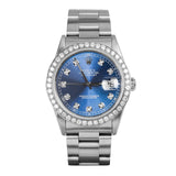 Rolex Datejust 16200 Blue Diamond Dial and Diamond Bezel 36mm Stainless Steel Watch