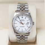Rolex Datejust 36 Reference 16220 White Stick Dial Stainless Steel Jubilee Bracelet