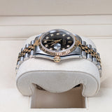 Rolex Datejust 36 Ref. 16233 Steel and 18K Yellow Gold Aftermarket Black Diamond Dial Jubilee Bracelet