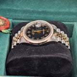 Rolex Datejust 16233 Black Roman Dial with Aftermarket Diamond Bezel