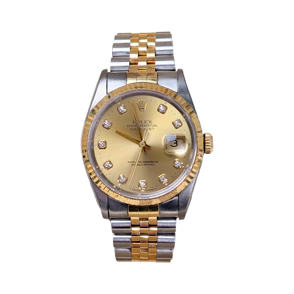 Rolex Datejust 36mm Ref. 16233 Champagne Diamond Dial Jubilee Watch