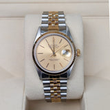 Rolex Datejust 16013 36mm Steel and Yellow Gold Champagne Tapestry Dial