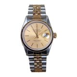 Rolex Datejust 16013 36mm Steel and Yellow Gold Champagne Tapestry Dial