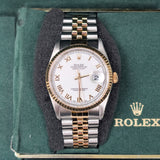 Rolex Datejust 16233 36mm Two-Tone Fluted Bezel Roman White Dial Jubilee Watch