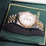 Rolex Datejust 16233 36mm Two-Tone Fluted Bezel Roman White Dial Jubilee Watch