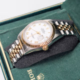 Rolex Datejust 16233 36mm Two-Tone Fluted Bezel Roman White Dial Jubilee Watch