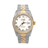 Rolex Datejust 16233 36mm Two-Tone Fluted Bezel Roman White Dial Jubilee Watch