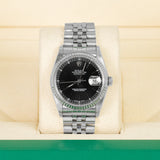 Rolex Datejust 36 Reference 16234 Black Dial Stainless Steel Jubilee Bracelet 36mm