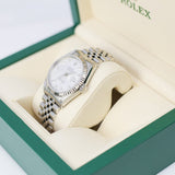 Rolex Datejust 16234 Steel with White Gold Fluted Bezel, Silver Diamond Dial, Jubilee Bracelet 36mm