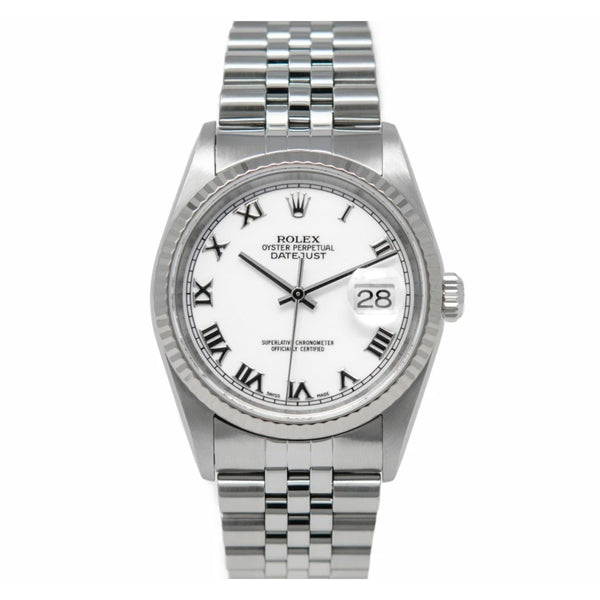 Rolex Datejust 16234 36mm Stainless Steel White Roman Dial Jubilee Bracelet