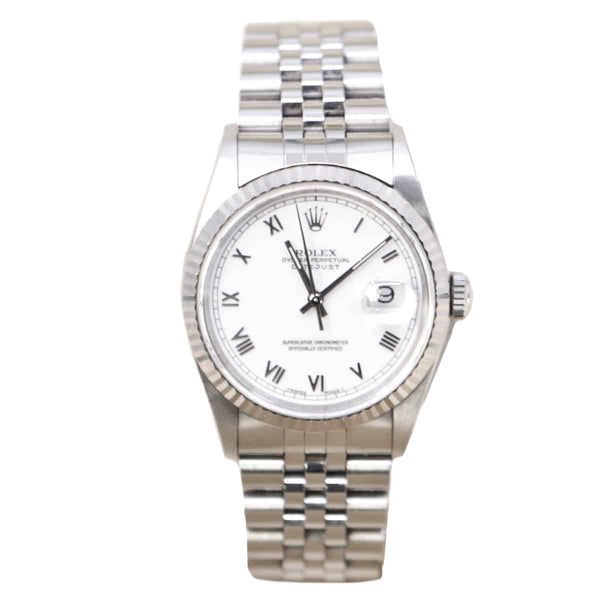 Rolex Datejust 16234 36mm Stainless Steel White Roman Dial Jubilee Bracelet