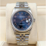 Rolex Datejust 36 Reference 16220 Blue Roman Dial Jubilee Bracelet