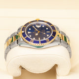 Rolex Submariner Date 16803 40mm Two-Tone Blue Dial Watch with Aftermarket Dial and Insert