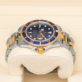 Rolex Submariner Date 16803 40mm Two-Tone Blue Dial Watch with Aftermarket Dial and Insert