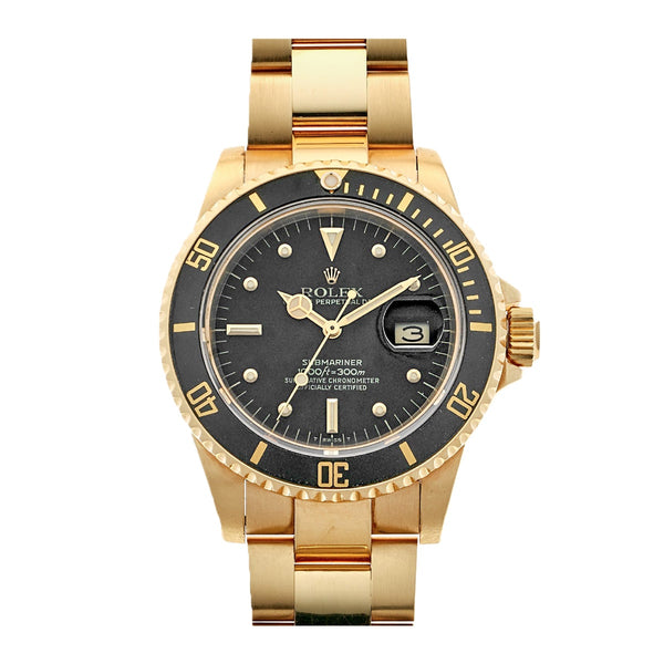 Rolex Submariner Date 16808 Vintage Nipple Dial 18k Yellow Gold 40mm