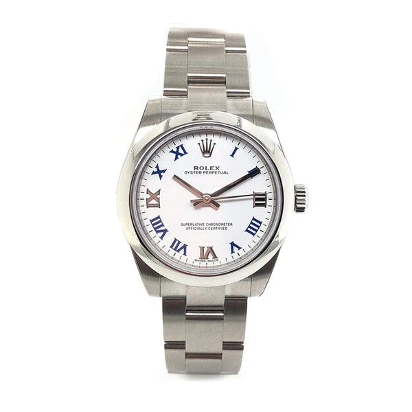 Rolex Oyster Perpetual 177200 31mm White Roman Dial Watch with Luminescent Markers