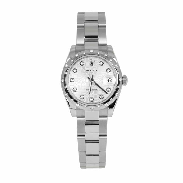 Rolex Datejust 178344 31mm Silver Diamond-Set Dial Diamond Bezel