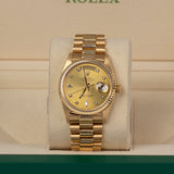 Rolex Day-Date 18038 36mm 18K Yellow Gold Champagne Diamond Dial