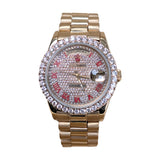 Rolex Day-Date 18038 36mm 18kt Yellow Gold with Aftermarket Diamond Dial and Bezel