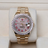 Rolex Day-Date 18038 36mm 18kt Yellow Gold with Aftermarket Diamond Dial and Bezel