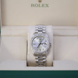 Rolex Day-Date 36 Ref. 18049 18K White Gold with Aftermarket Diamond Dial, Lugs, and Bezel