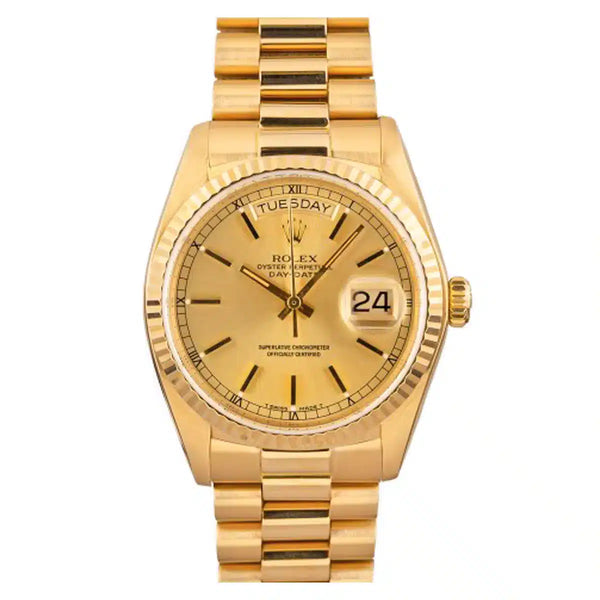 Rolex Day-Date 36 Reference 18238 Champagne Dial 18k Yellow Gold President Bracelet