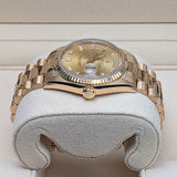 Rolex Day-Date 36 ref. 18238 Champagne Diamond Dial Fluted Bezel 18k Yellow Gold President Bracelet