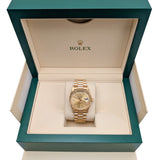Rolex Day-Date 36 ref. 18238 Champagne Diamond Dial Fluted Bezel 18k Yellow Gold President Bracelet