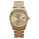 Rolex Day-Date 36 ref. 18238 Champagne Diamond Dial Fluted Bezel 18k Yellow Gold President Bracelet