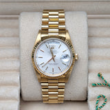 Rolex Day-Date 36 Reference 18238 in 18k Yellow Gold with Silver Stick Dial