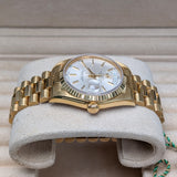 Rolex Day-Date 36 Reference 18238 in 18k Yellow Gold with Silver Stick Dial