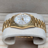 Rolex Day-Date 36 Reference 18238 in 18k Yellow Gold with Silver Stick Dial