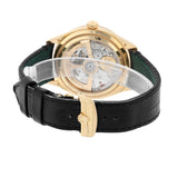 Rolex 1908 52508-0002 Yellow Gold Fluted Bezel Black Dial Leather Strap Watch 39mm