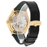 Rolex 1908 52508-0002 Yellow Gold Fluted Bezel Black Dial Leather Strap Watch 39mm
