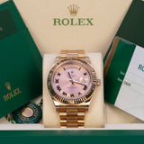 Rolex Day-Date 41 Reference 218235 18K Rose Gold Fluted Bezel Concentric Roman Dial