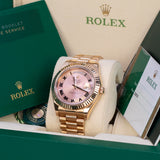 Rolex Day-Date 41 Reference 218235 18K Rose Gold Fluted Bezel Concentric Roman Dial