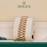 Rolex Day-Date 41 Reference 218235 18K Rose Gold Fluted Bezel Concentric Roman Dial