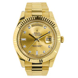 Rolex Day-Date II 218238 41mm 18k Yellow Gold Champagne Diamond Dial Men's Watch